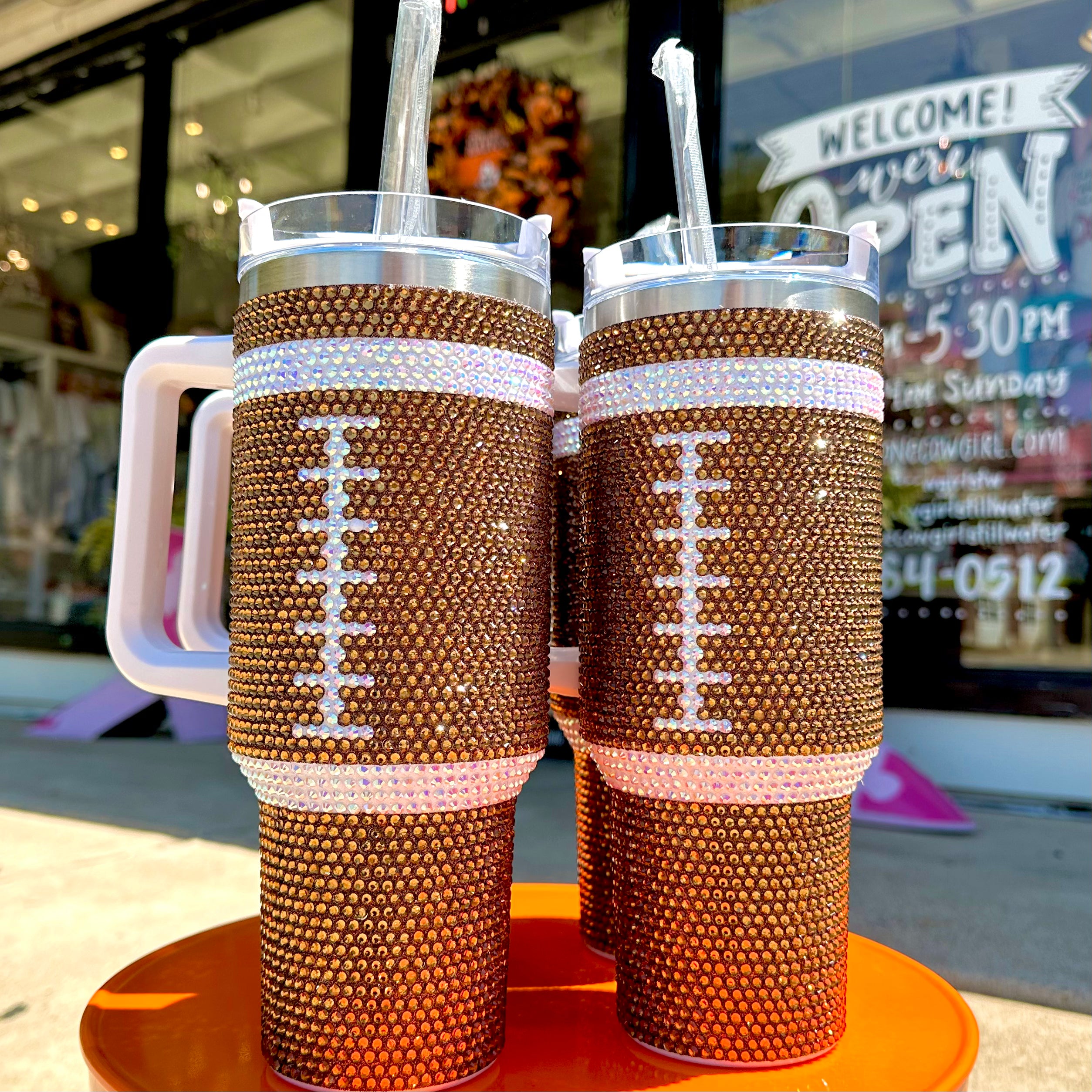 Glitter Football Tumbler – Vickie's Creation