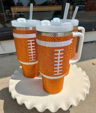 Load image into Gallery viewer, Rhinestone Football Tumbler
