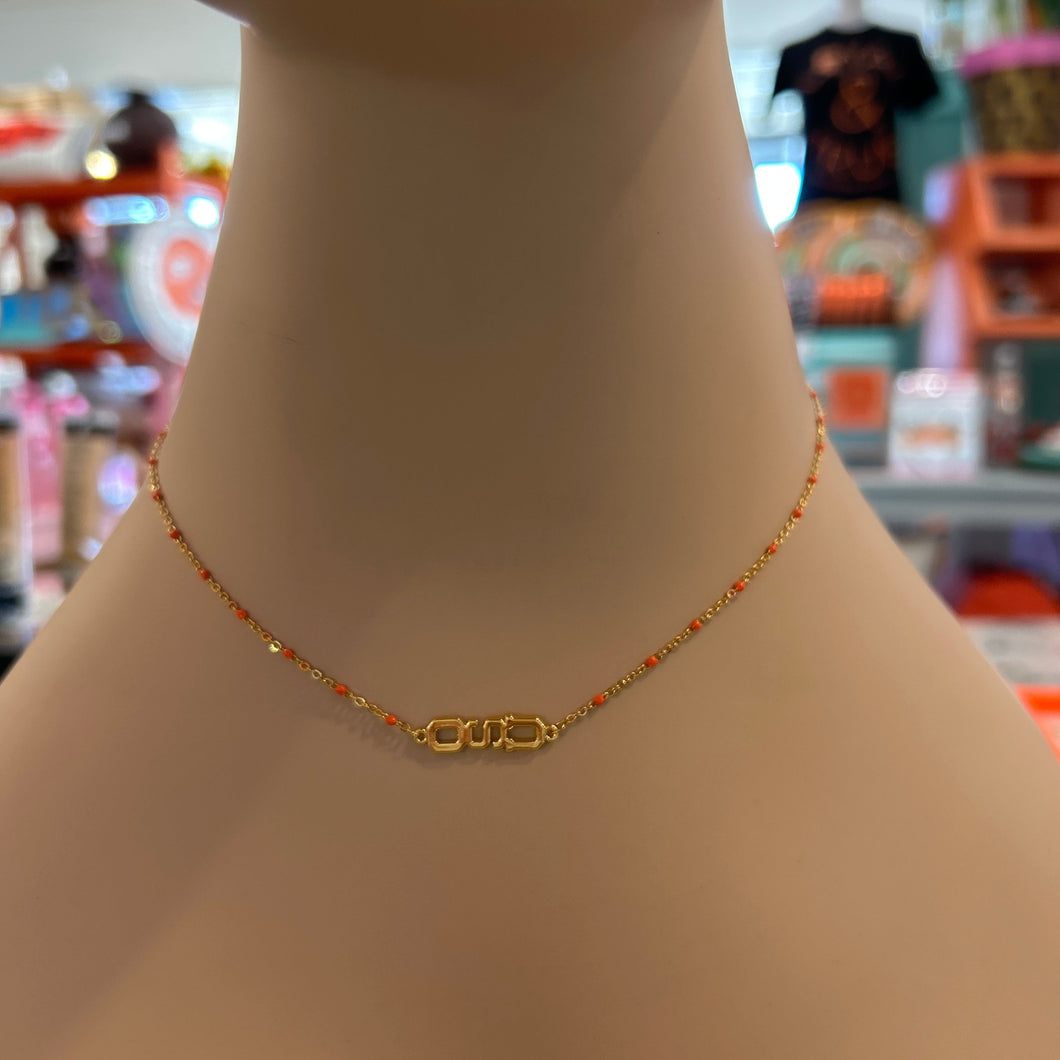 OSU Logo Gold and Orange Beaded Necklace