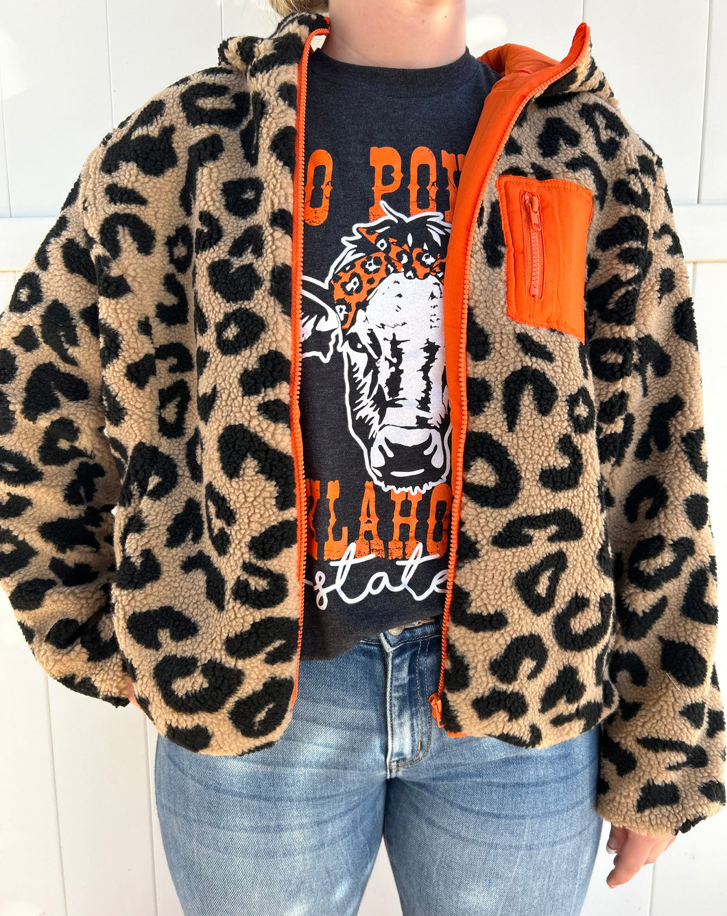 Cheetah and Orange Hooded Jacket