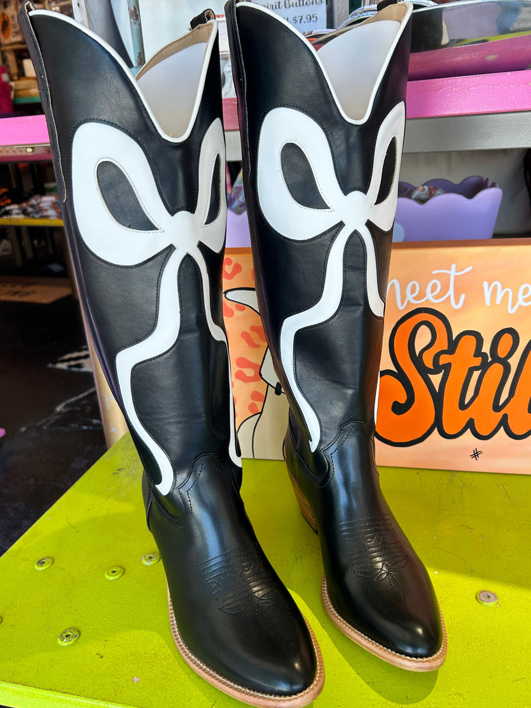 Black & White Bow Boots
