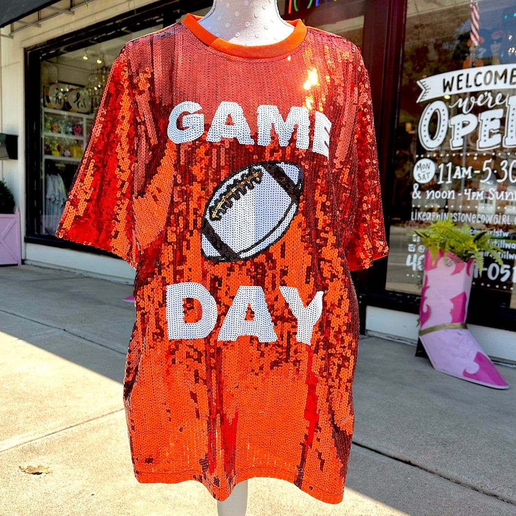Sequin Game Day Shirt Dress