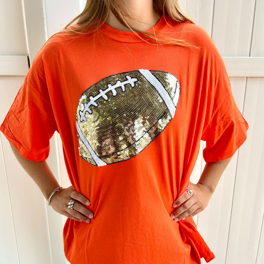 Orange Football-Gold Sequin Shirt