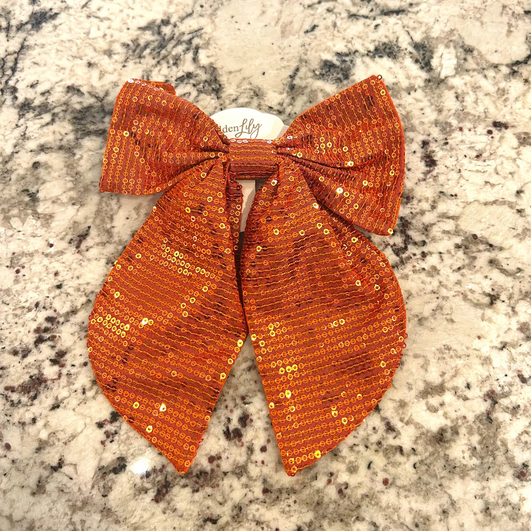 Orange Sequin Bow