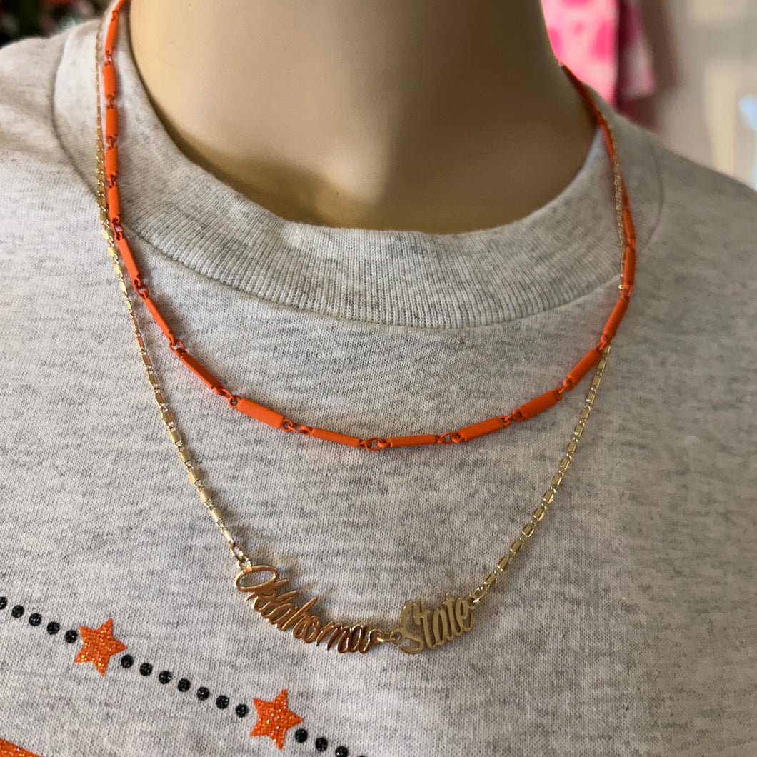 Oklahoma State Layered Necklace