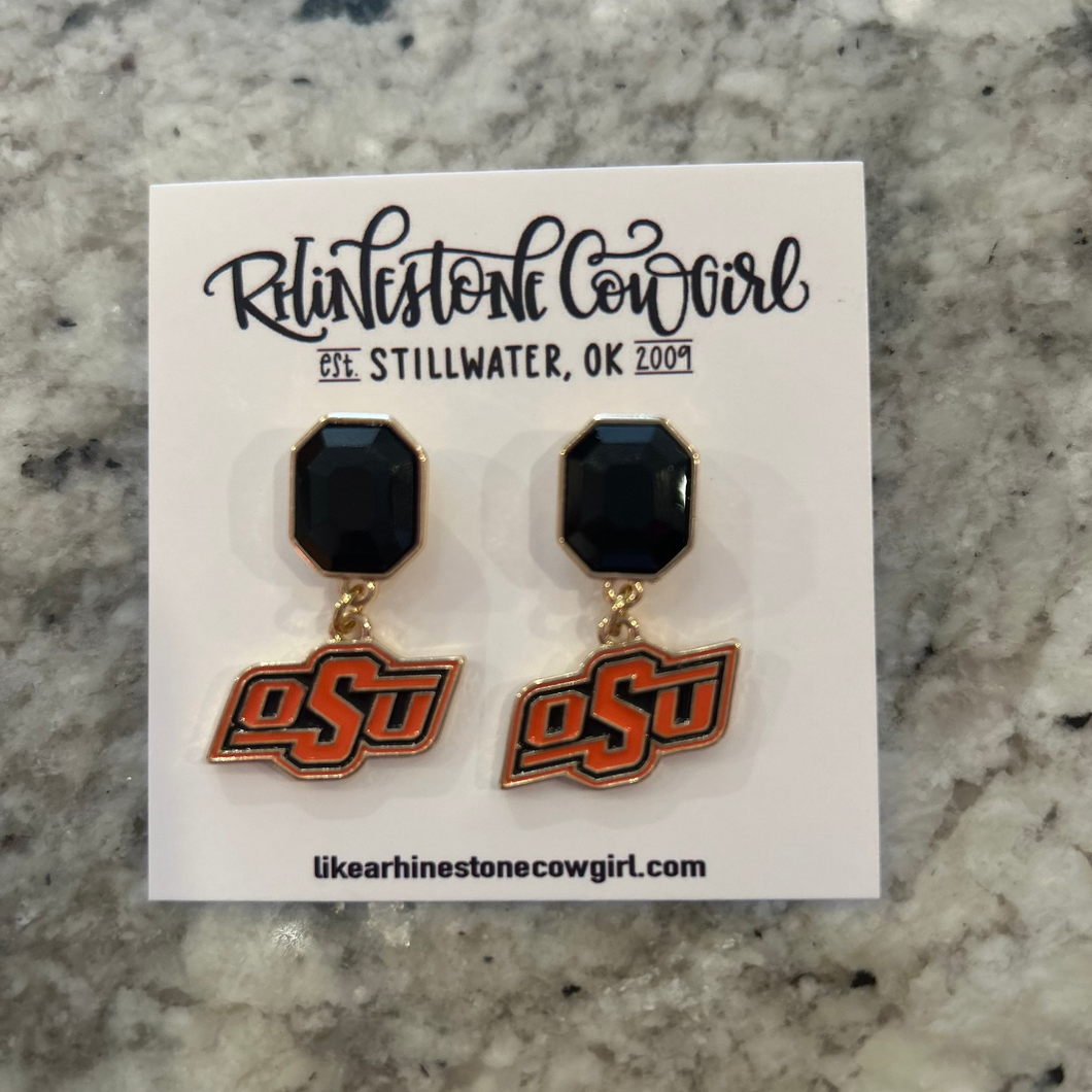 OSU Rhinestone Enamel Earrings