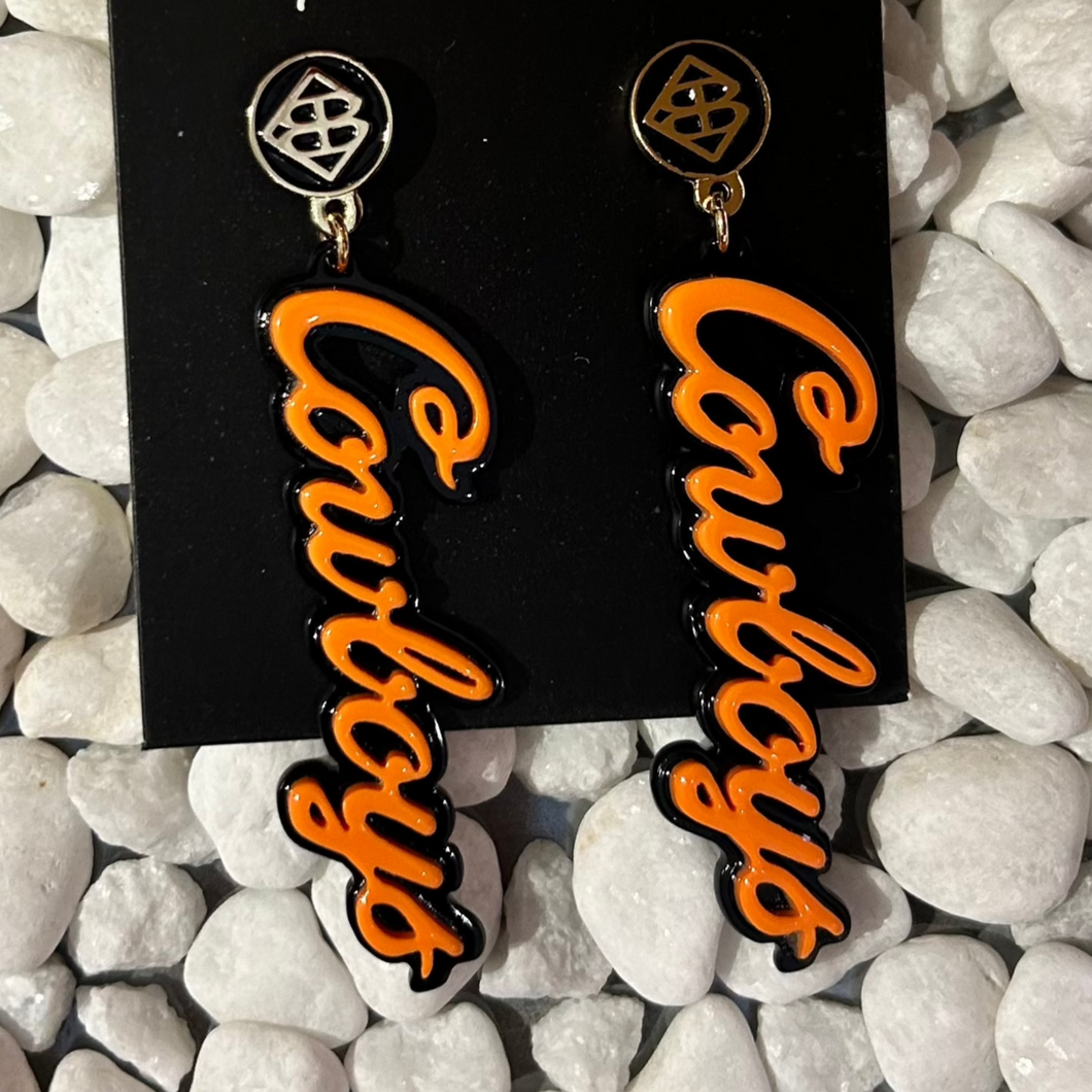 BC Cowboys Script Earrings