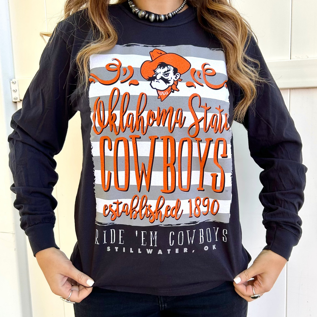 Ride 'Em Cowboys Striped Long Sleeve