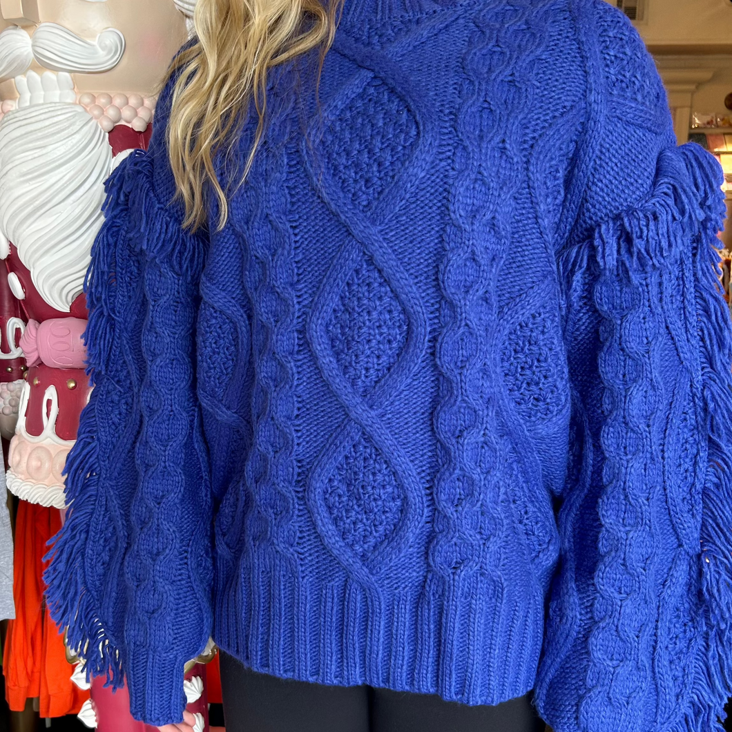 Blue Cable Knit Sweater