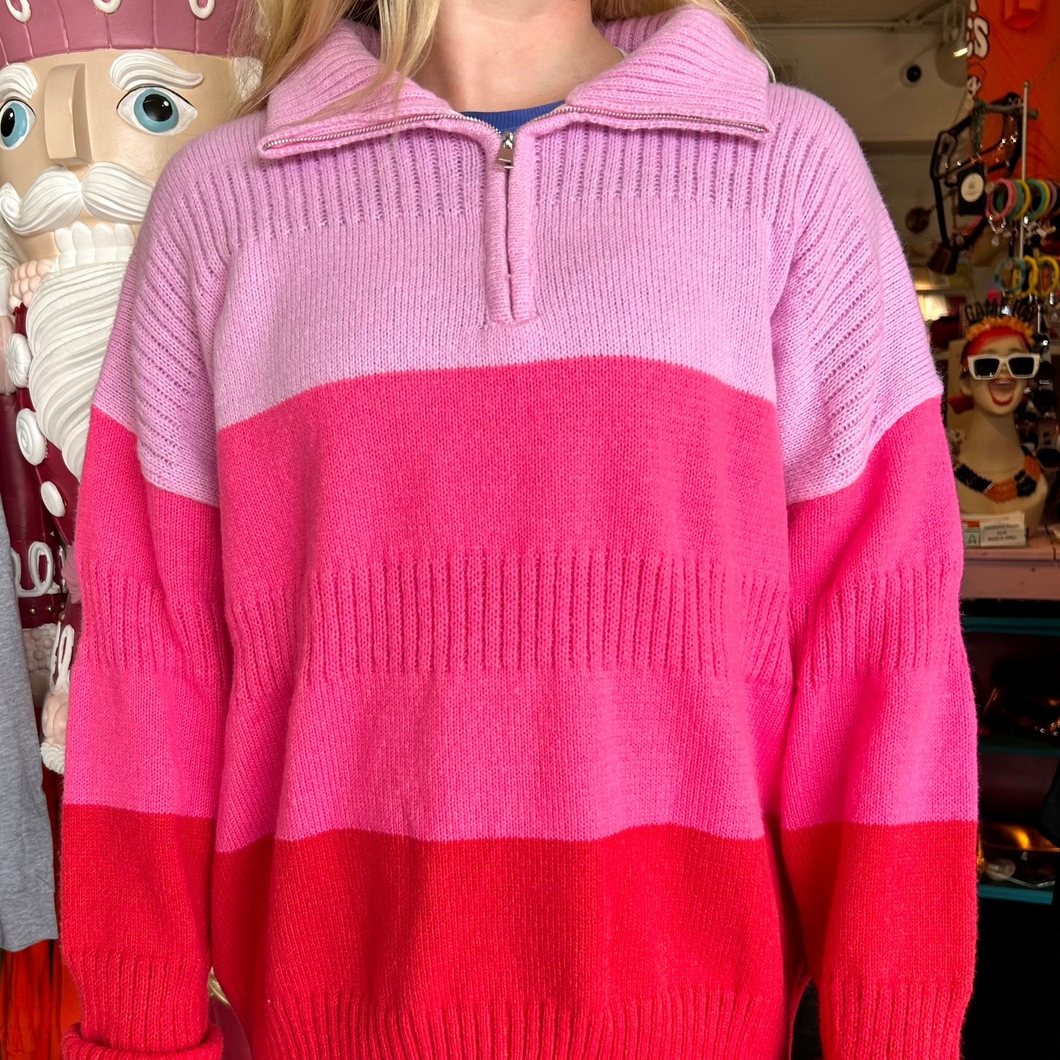 Pink Ombre Stripe Sweater