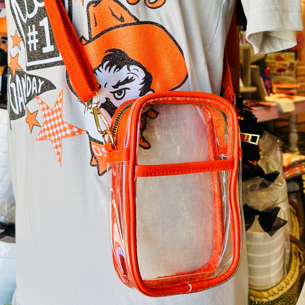 Orange Crossbody Clear Bag