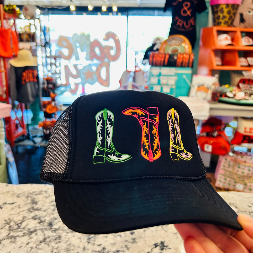 Multi-Colored Boot Trucker Hat
