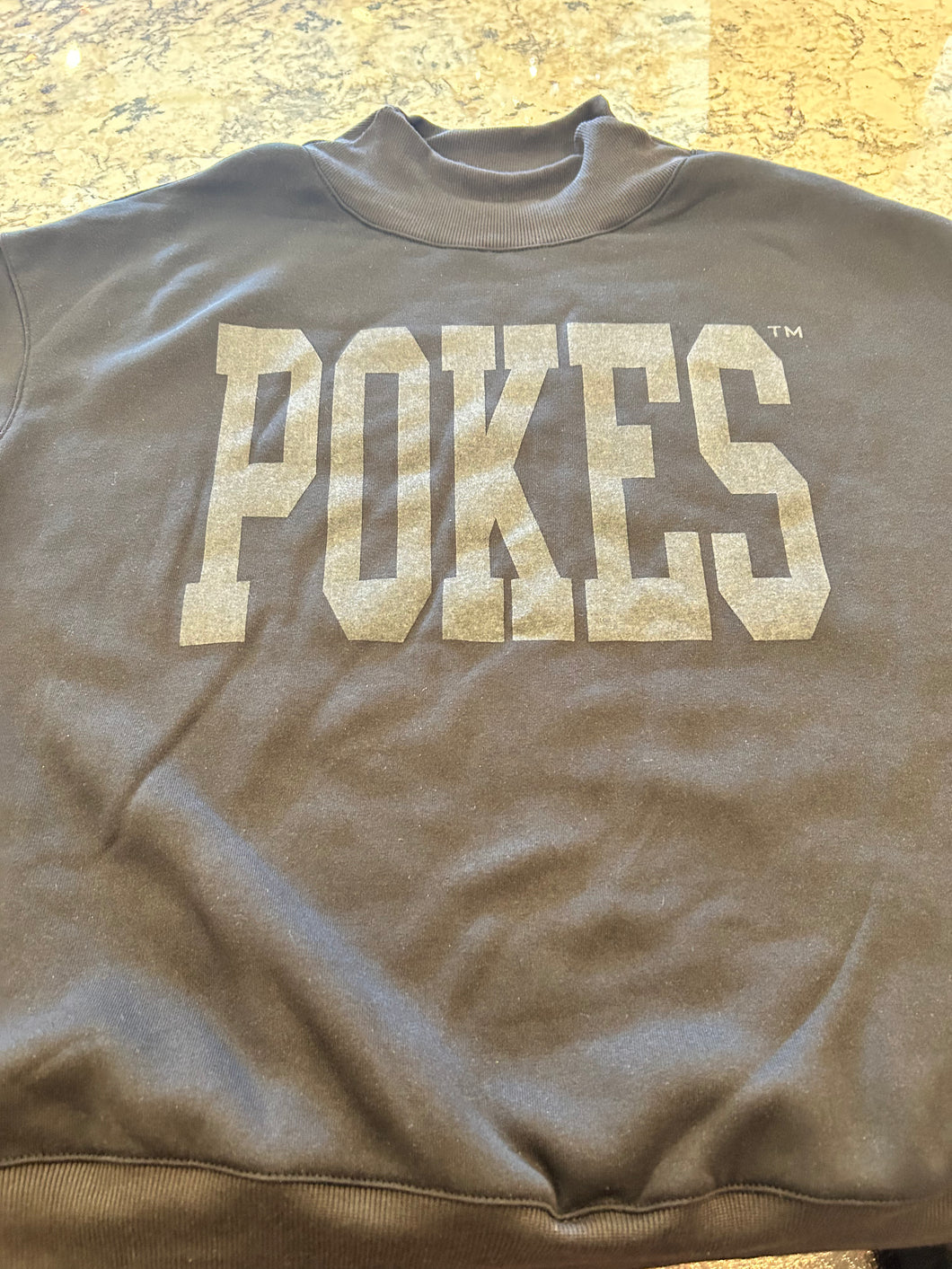 Mock Neck Pokes Black Sweatshirt