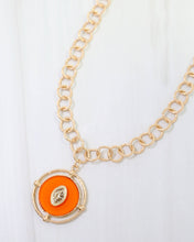 Load image into Gallery viewer, Moree Circle Pedant Link Necklace Orange
