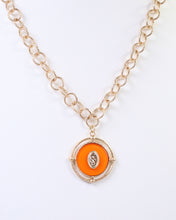 Load image into Gallery viewer, Moree Circle Pedant Link Necklace Orange
