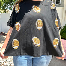 Load image into Gallery viewer, Black Sequin Footballs Oversize Shirt
