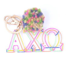 Load image into Gallery viewer, Sorority Colorblock Pom Keychain
